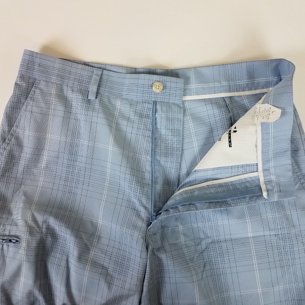 Grand Slam Light Blue Plaid Flat Front Golf Shorts - Picture 4 of 11